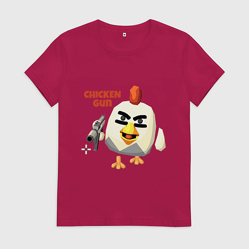 Женская футболка Chicken Gun злой / Маджента – фото 1