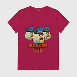Футболка хлопковая женская Chicken Gun команда синие, цвет: маджента