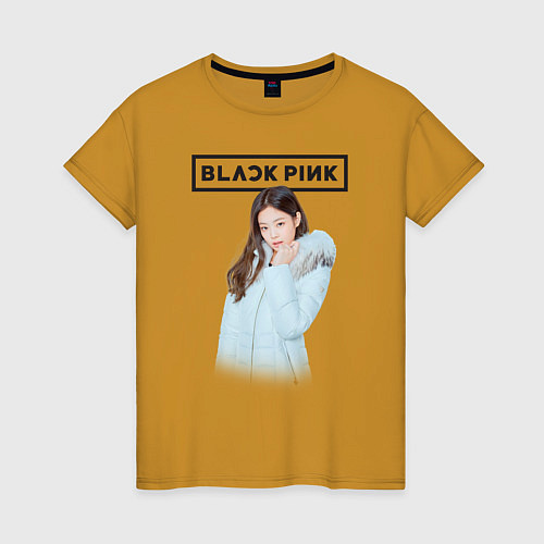 Женская футболка Jisoo Blackpink winter / Горчичный – фото 1