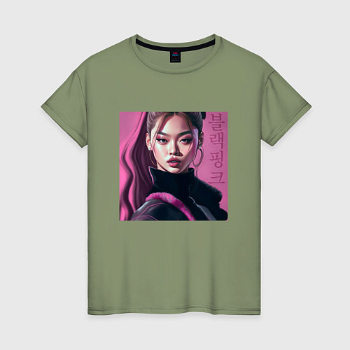 Женская футболка Blackpink Jennie рисунок портрет / Авокадо – фото 1