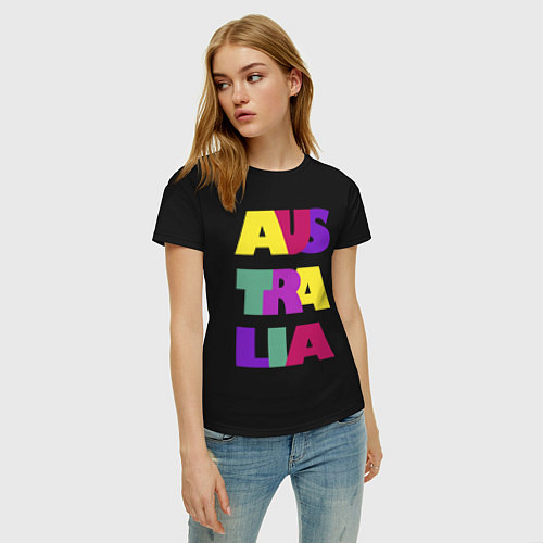 Женская футболка Австралия - буквы - цвет / Черный – фото 3