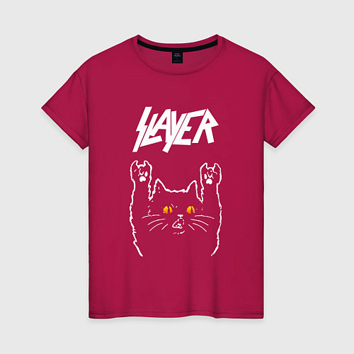 Женская футболка Slayer rock cat / Маджента – фото 1