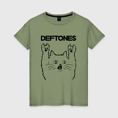 Женская футболка Deftones - rock cat / Авокадо – фото 1