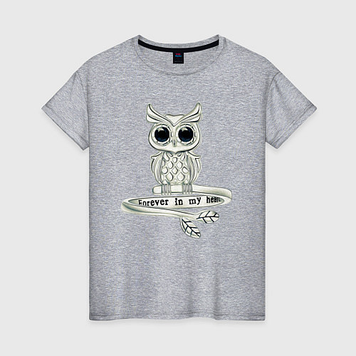 Женская футболка Серебряная сова на кольце / Меланж – фото 1