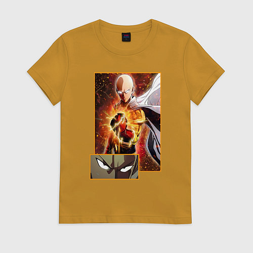 Женская футболка Сайтама сконцентрирован / Горчичный – фото 1