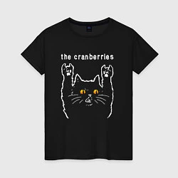 Футболка хлопковая женская The Cranberries rock cat, цвет: черный
