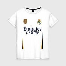 Футболка хлопковая женская Винисиус Жуниор ФК Реал Мадрид форма 2324 домашняя, цвет: белый