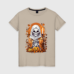 Женская футболка Череп скелет хэллоуин