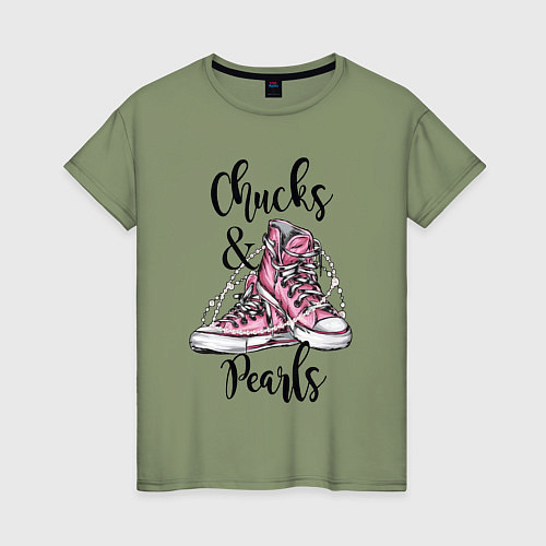 Женская футболка Chucks and pearls / Авокадо – фото 1