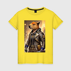 Женская футболка Cool capybara - steampunk - neural network