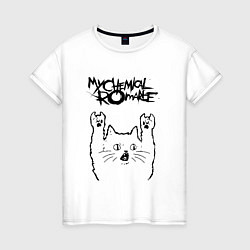 Футболка хлопковая женская My Chemical Romance - rock cat, цвет: белый