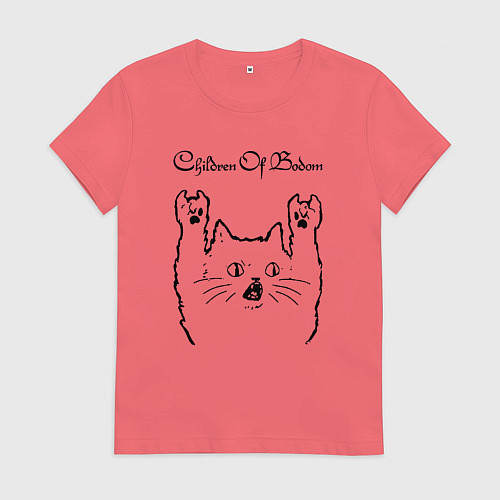 Женская футболка Children of Bodom - rock cat / Коралловый – фото 1
