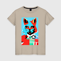 Женская футболка Морда лисы - поп-арт - нейросеть
