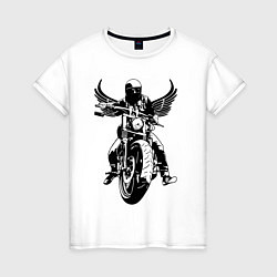 Футболка хлопковая женская Biker wings, цвет: белый