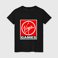 Футболка хлопковая женская Virgin games logo, цвет: черный