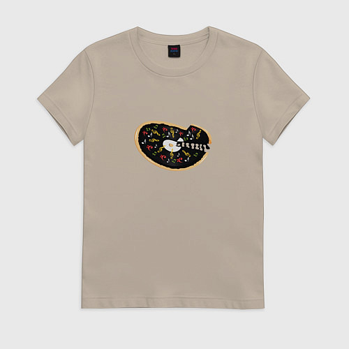 Женская футболка Музыкальная пицца / Миндальный – фото 1