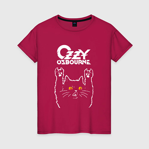Женская футболка Ozzy Osbourne rock cat / Маджента – фото 1