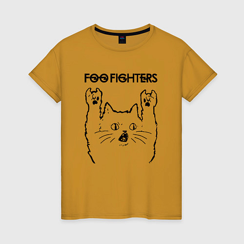 Женская футболка Foo Fighters - rock cat / Горчичный – фото 1