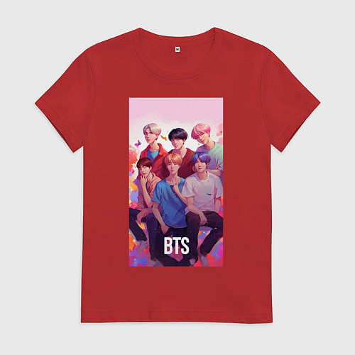 Женская футболка BTS art anime style / Красный – фото 1