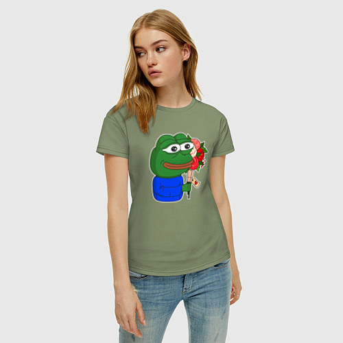 Женская футболка Лягушонок Пепе с цветами / Авокадо – фото 3