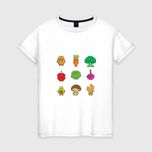 Женская футболка Милые забавные друзья овощи / Белый – фото 1
