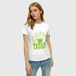 Футболка хлопковая женская Veggie lover (овощелюб), цвет: белый — фото 2
