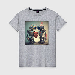 Женская футболка Два робота с сердцем