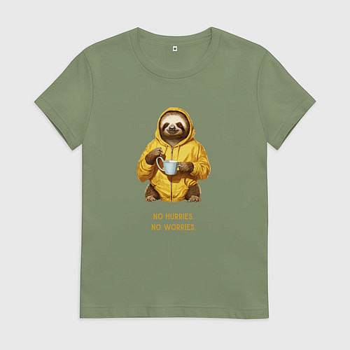 Женская футболка Ленивец не торопись и не беспокойся / Авокадо – фото 1