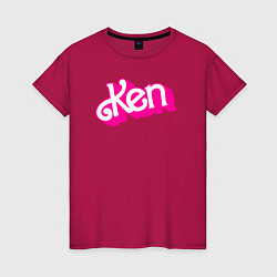 Футболка хлопковая женская Логотип розовый Кен, цвет: маджента