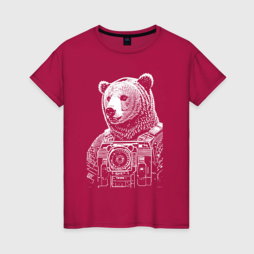 Женская футболка Cool bear - cyberpunk / Маджента – фото 1