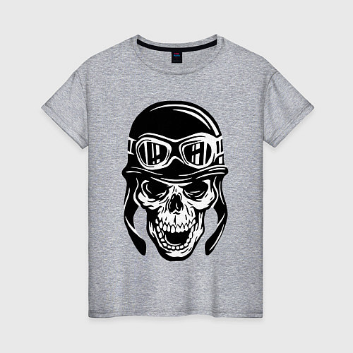 Женская футболка Skull biker helmet / Меланж – фото 1