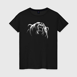 Женская футболка Голова рычащего медведя