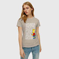 Футболка хлопковая женская Барт идущий к реке, цвет: миндальный — фото 2