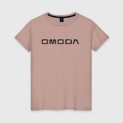 Футболка хлопковая женская Omoda big black logo, цвет: пыльно-розовый