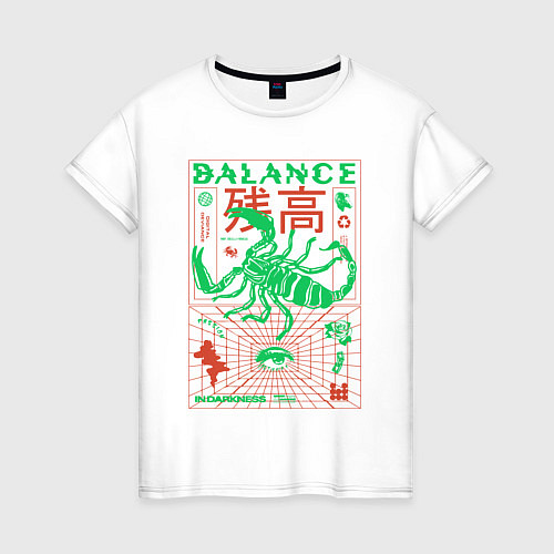 Женская футболка Balance in darkness / Белый – фото 1