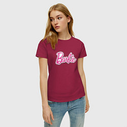 Футболка хлопковая женская Barbie title, цвет: маджента — фото 2