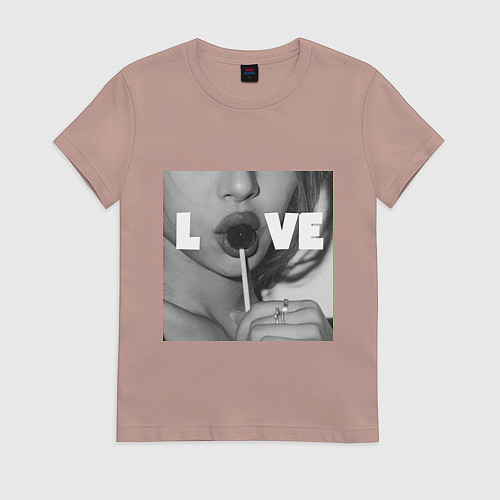 Женская футболка Непристойная девушка с чупа чупсом / Пыльно-розовый – фото 1