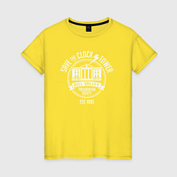Футболка хлопковая женская Hill Valley clocks, цвет: желтый