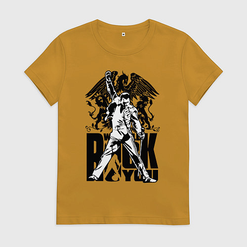 Женская футболка Queen rock you / Горчичный – фото 1