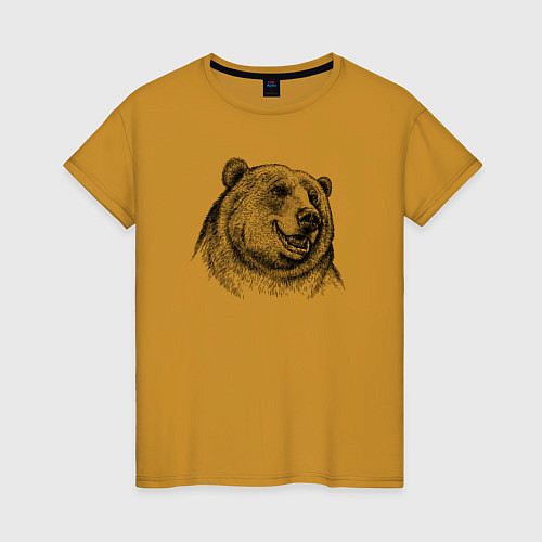 Женская футболка Медведь улыбается / Горчичный – фото 1