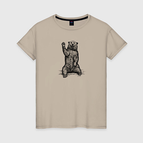 Женская футболка Медведь машет / Миндальный – фото 1