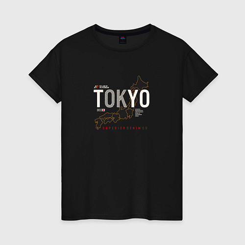 Женская футболка Tokyo Japan map / Черный – фото 1