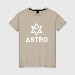 Футболка хлопковая женская Astro logo, цвет: миндальный