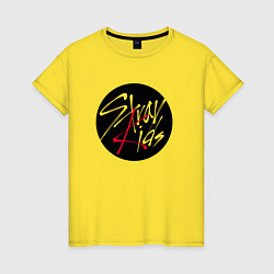 Футболка хлопковая женская Stray Kids logo, цвет: желтый