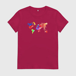 Женская футболка Карта мира - акварель