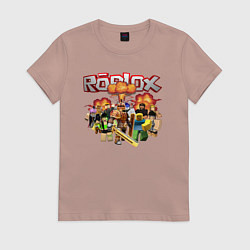 Женская футболка Роблокс на фоне взрыва roblox