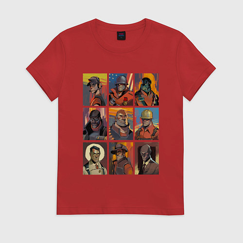 Женская футболка Team fortress 2 - портреты персонажей / Красный – фото 1
