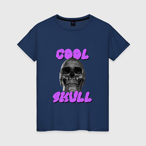 Женская футболка Cool Skull / Тёмно-синий – фото 1