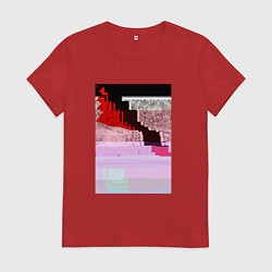 Футболка хлопковая женская Abstract glitch, цвет: красный