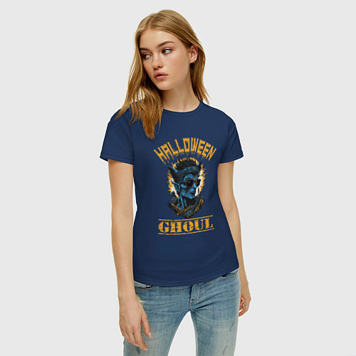 Женская футболка Хэллоуин вурдалак / Тёмно-синий – фото 3